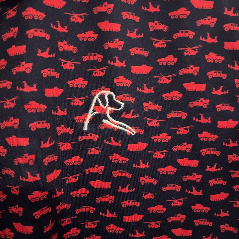 Rhoback Women’s Polo Shirt L Navy Red Print Performance Golf Preppy Country Club - Picture 4 of 6